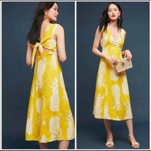 Maeve yellow pineapple dress Anthropologie size 6